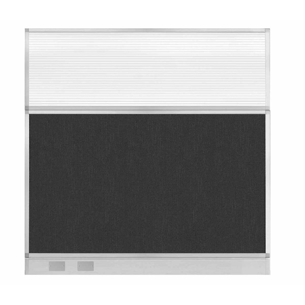 Hush Panel Configurable Cubicle Partition 6' x 6' Black Fabric Clear Fluted Window w/ Cable Channel